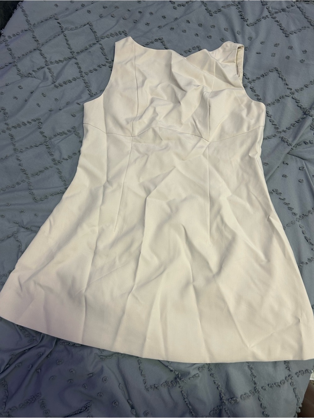 Stone Woven Boat Neck Backless Detail Mini Dress STONE